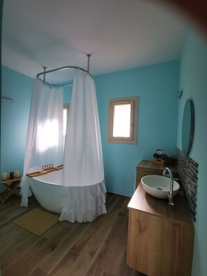 Hair dryer, towels, toilet paper
