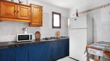 Een koelkast, een magnetron, een kookplaat