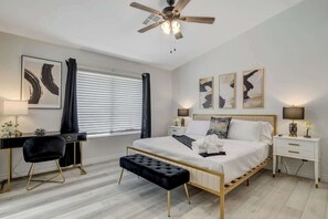 4 bedrooms, iron/ironing board, travel cot, WiFi