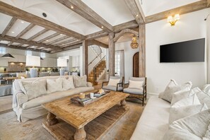 Smart TV, stereo - Water Cottage & Carriage House— Elegant coastal villa w/ pool & space for 16 (Rosemary Beach)