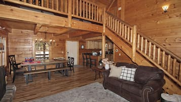 Smart TV, fireplace, video games, foosball