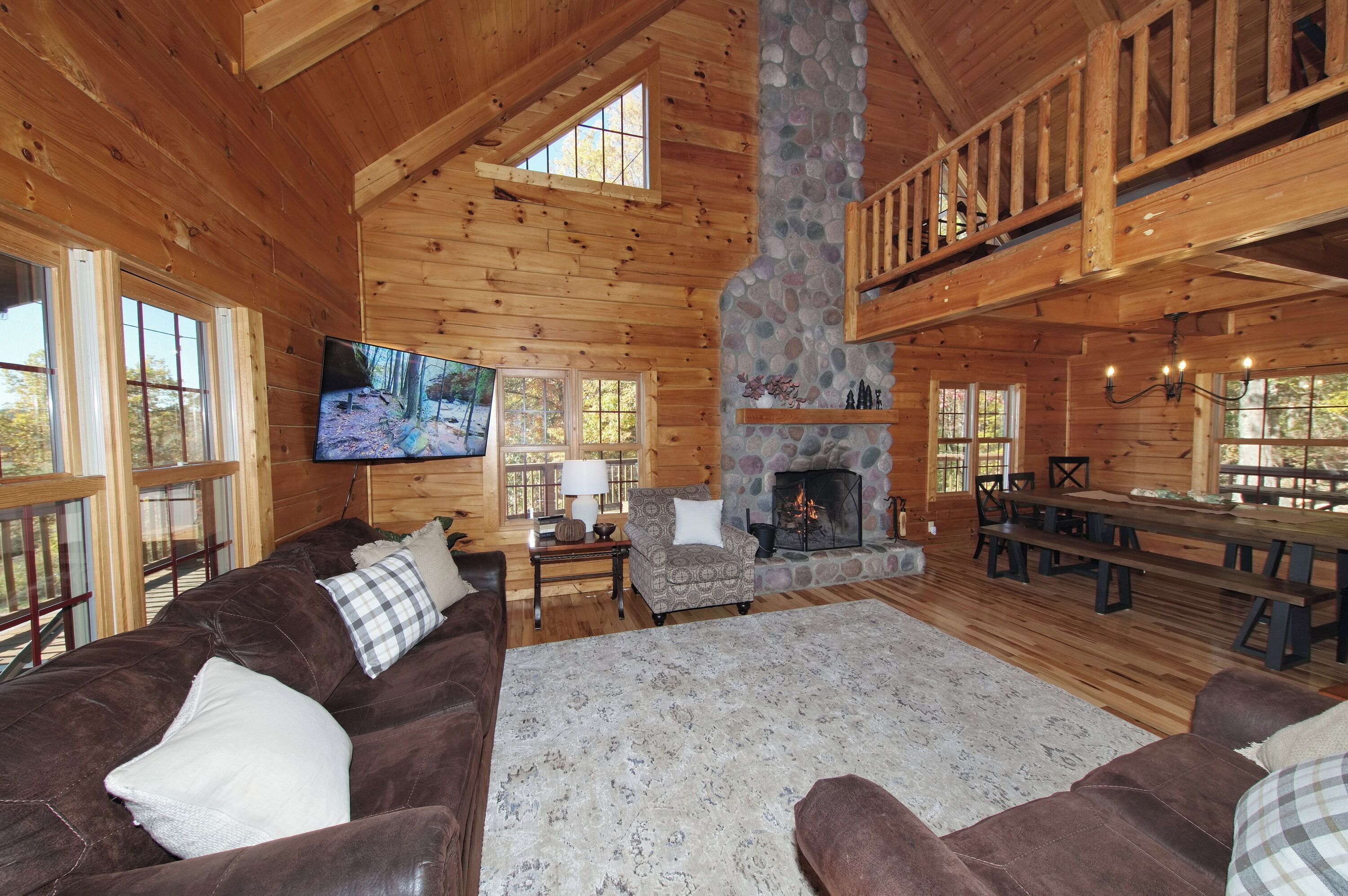 Smart TV, fireplace, video games, foosball