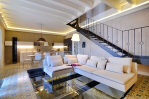 Luxury Apartment | Living area | 45-inch Smart TV with cable channels - Mouragia Luxury Stay by CorfuEscapes (Corfu)