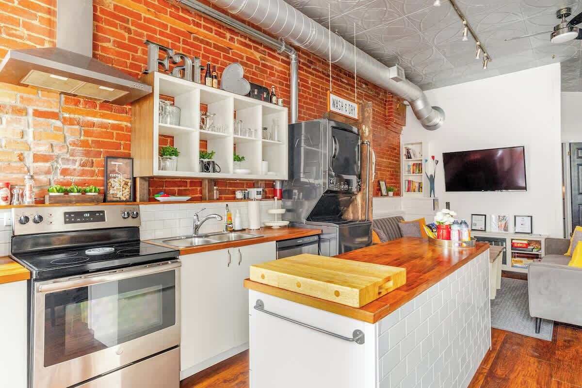 Fridge, electric kettle, cookware/dishes/utensils