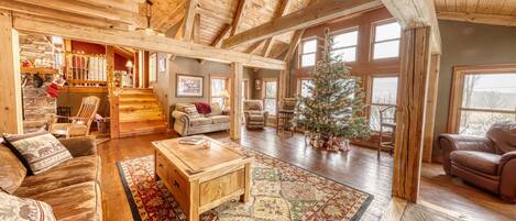 Una televisión, una chimenea