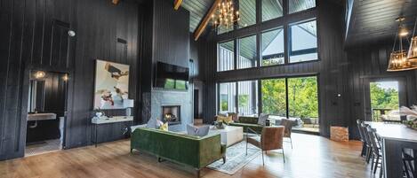 Smart TV, fireplace, video games, table football