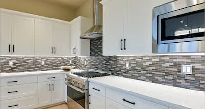 2 bedrooms, office with sofa bed, sofa bed in living room, 3 bathrooms