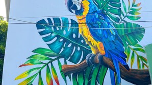 A mural of a colorful parrot on a branch with tropical leaves, and the text "Tropical Hostel" is visible. - Tropical Hostel Santa Marta (Santa Marta)