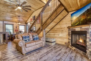 TV, fireplace, video games
