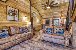 Televisión, chimenea, videojuegos