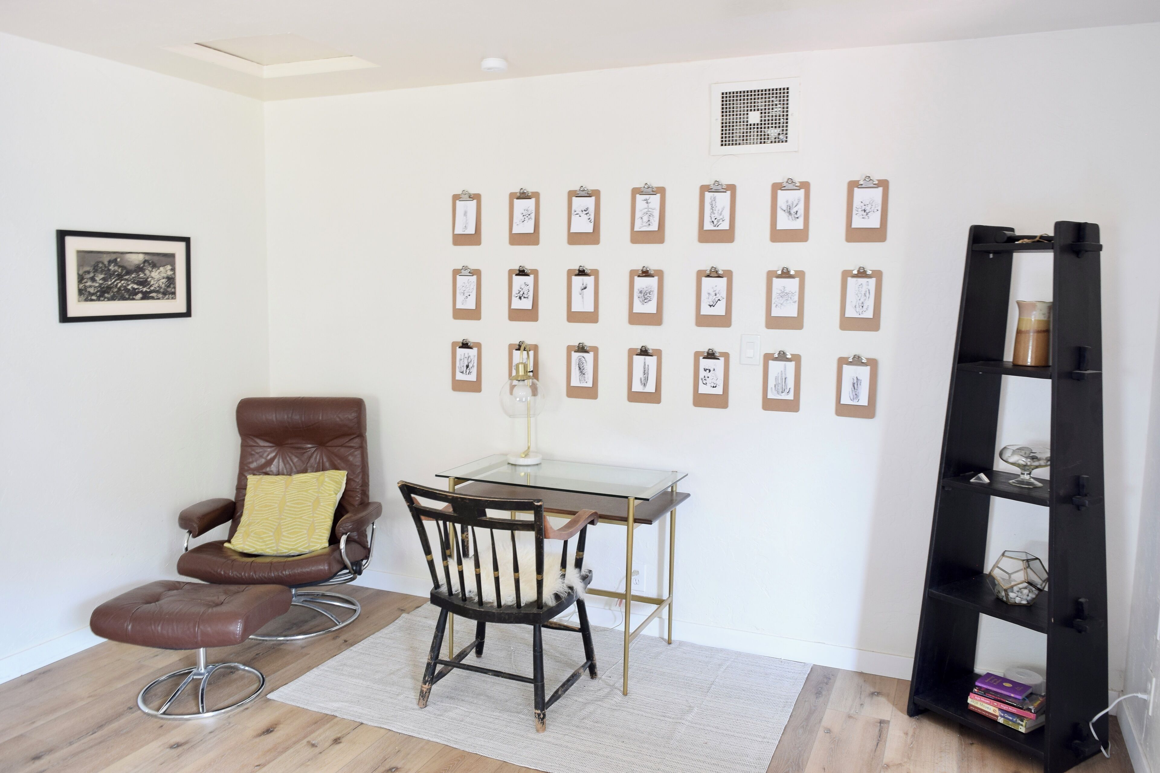 The king bedroom features a cozy works pace.