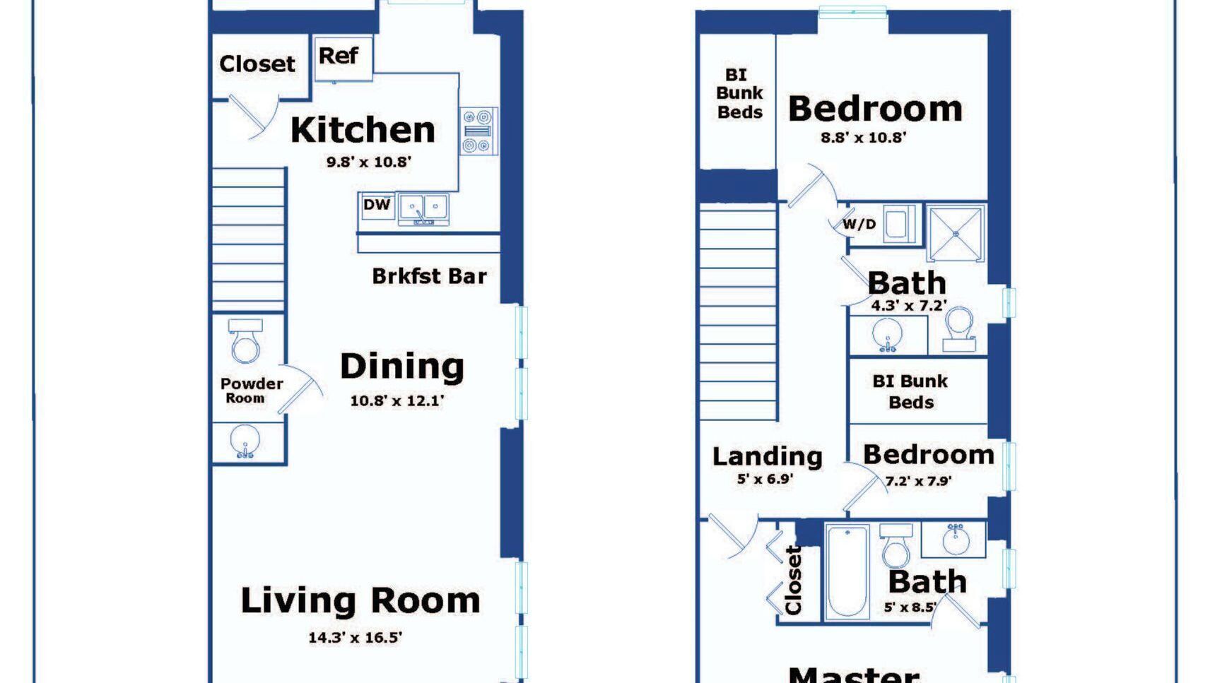 Un plan d’étage comprenant un salon, une cuisine, un coin repas et une chambre principale.