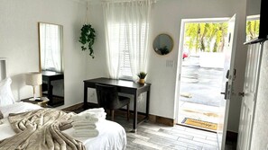 Iron/ironing board, travel crib, free WiFi, bed sheets