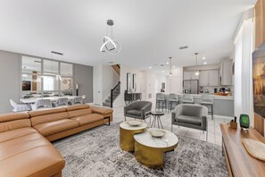 Smart TV, fireplace, video games, foosball