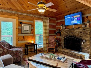 Smart TV, fireplace, video games