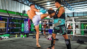 A martial arts training area with mats, equipment, and a roofed structure. - Phuket Muay Thai Hotel Rawai Beach (Rawai)