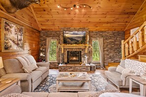 TV, fireplace