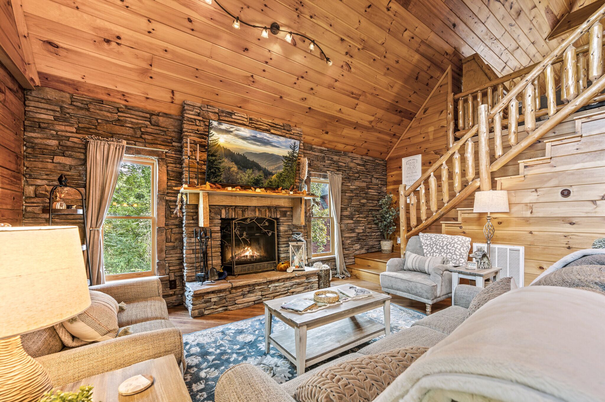 Televisión y chimenea 