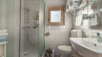 Family Chalet, Multiple Bedrooms, Mountainside (Log Cabin Native) | Bathroom | Shower, hair dryer, towels, soap