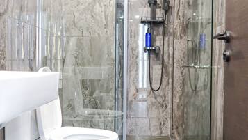Shower, rainfall showerhead, hair dryer, bidet