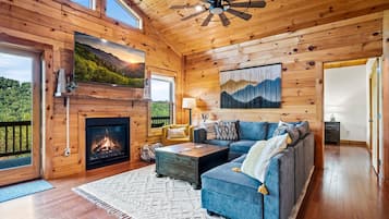 Una Smart TV, una chimenea, videojuegos, un reproductor de DVD