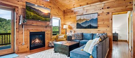 Een smart-tv, een open haard, videogames en een dvd-speler