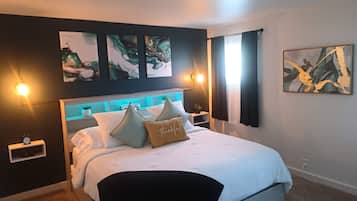 2 bedrooms, desk, iron/ironing board, travel crib
