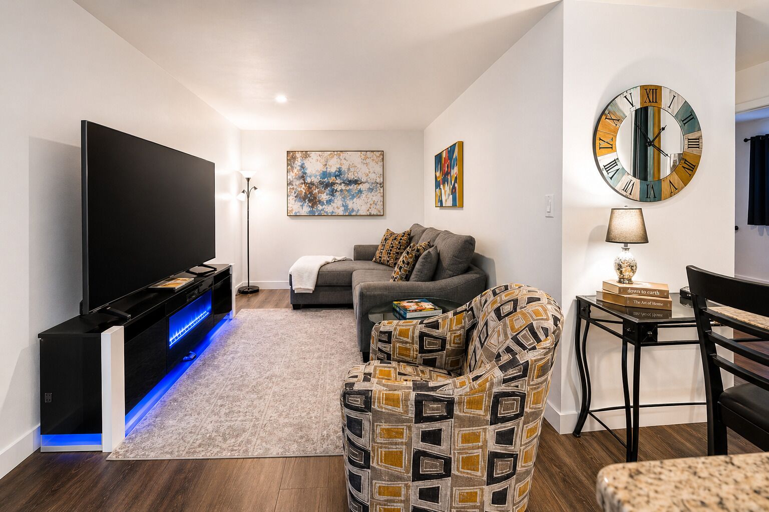 Smart TV, DVD player, books