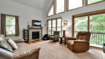 Una Smart TV, una chimenea, videojuegos, un reproductor de DVD