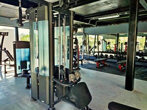 Stay fit on the go with our fully equipped gym featuring a range of exercise equipment.