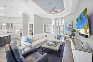 House, Multiple Beds (Waterfront home with W exposure, pool) | Living area - Waterfront Home With W Exposure, Pool and spa (Marco Island)