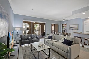 Condo, Multiple Beds (Exquisite condo with two balconies ov) | Living area - Exquisite Condo With two Balconies Overlooking bay (Marco Island)