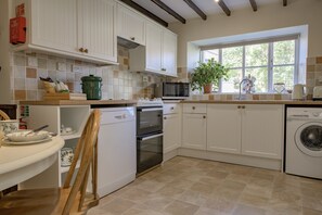 Fridge, microwave, highchair