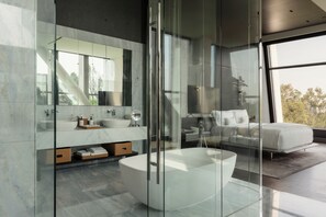 Alexander Suite | Bathroom | Designer toiletries, hair dryer, bathrobes, slippers