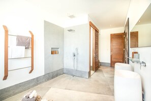 Hair dryer, towels