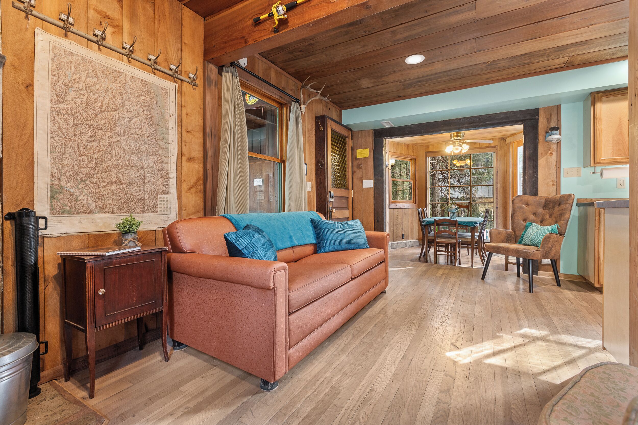 TV, DVD player, books, video library