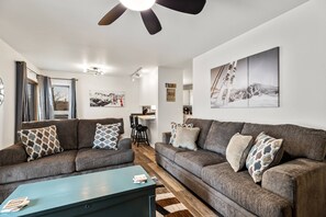 Smart TV, fireplace, books - Steps to Free Ski/Town Bus Stop, Hot Tub, Eat/Drink/Shop + W/D in Unit-Gas Fireplace-View-Updated (Steamboat Springs)