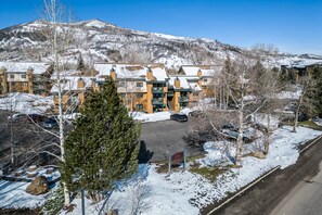 Exterior - Steps to Free Ski/Town Bus Stop, Hot Tub, Eat/Drink/Shop + W/D in Unit-Gas Fireplace-View-Updated (Steamboat Springs)
