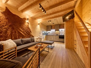 TV, fireplace - Luxe Timber Lodge & Pet Retreat by Interhome (Mladé Buky)