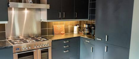 Fridge, microwave, oven, coffee/tea maker