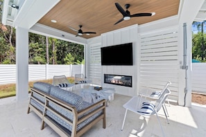 Outdoor dining - Spacious Seagrove Getaway with Pool, Low-Speed Vehicle, and Beach Access (Santa Rosa Beach)