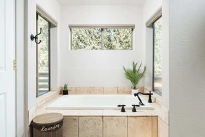 Shower, hair dryer, shampoo