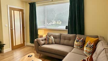 Een televisie en een open haard