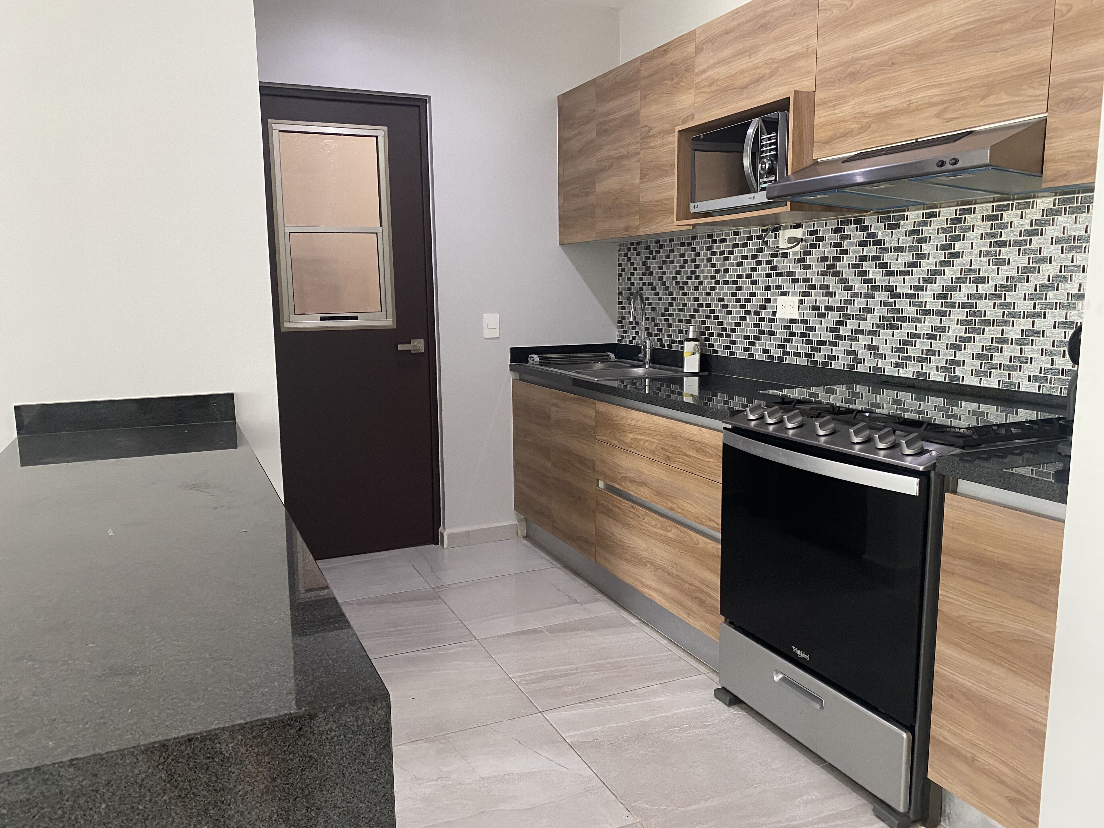 Fridge, microwave, cookware/dishes/utensils