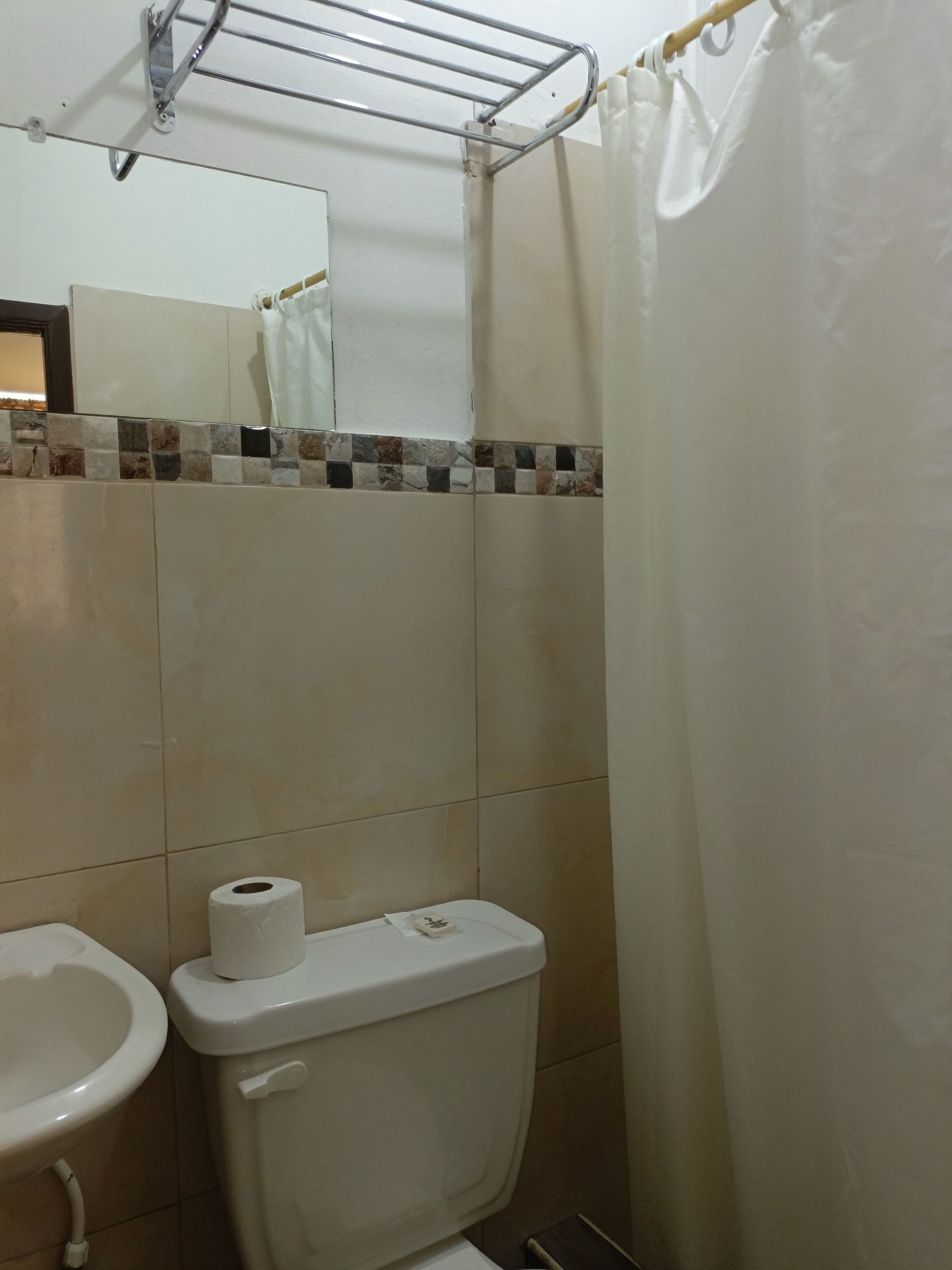 Shower, towels, soap, shampoo