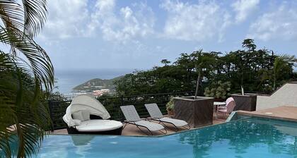 Spectacular View of St Thomas Harbor from both floors & Pool at Bettye’s Villa.