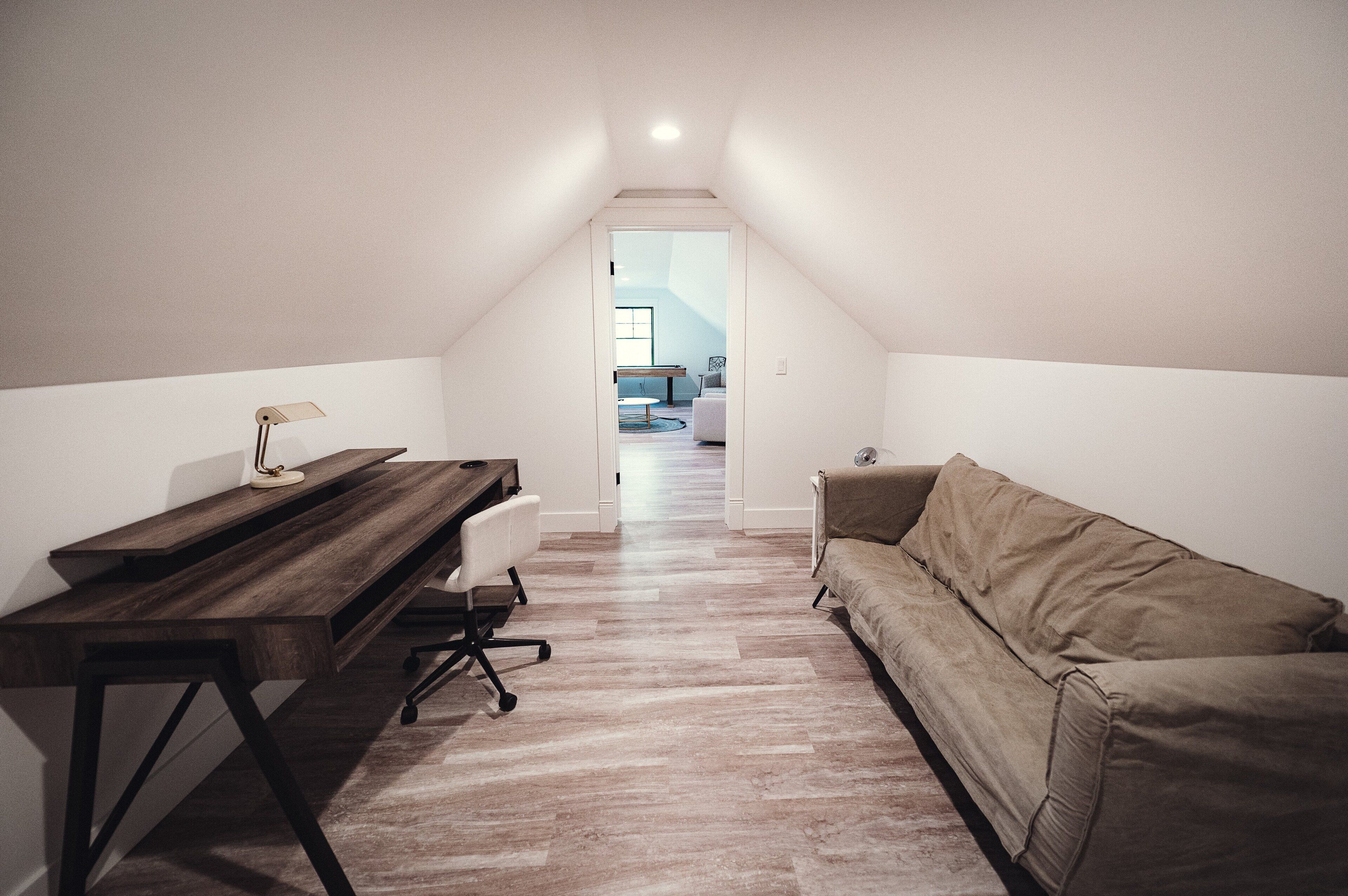 Dedicated work space with desk and chair for those combining work and leisure