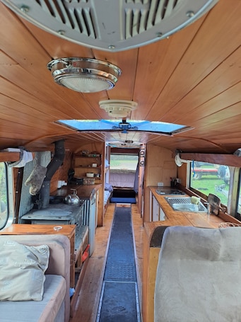 Interior. Get away from it all, relax in a 1971 Bedford bus over looking lake Karapiro