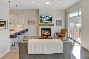 Smart TV, fireplace, video games, music library