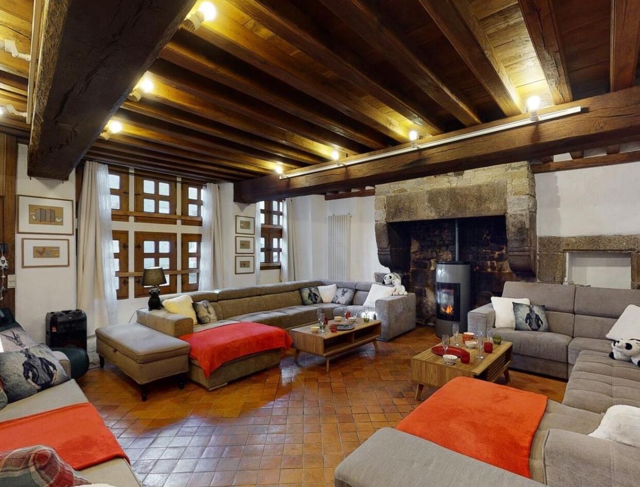 TV, fireplace, video games, table football